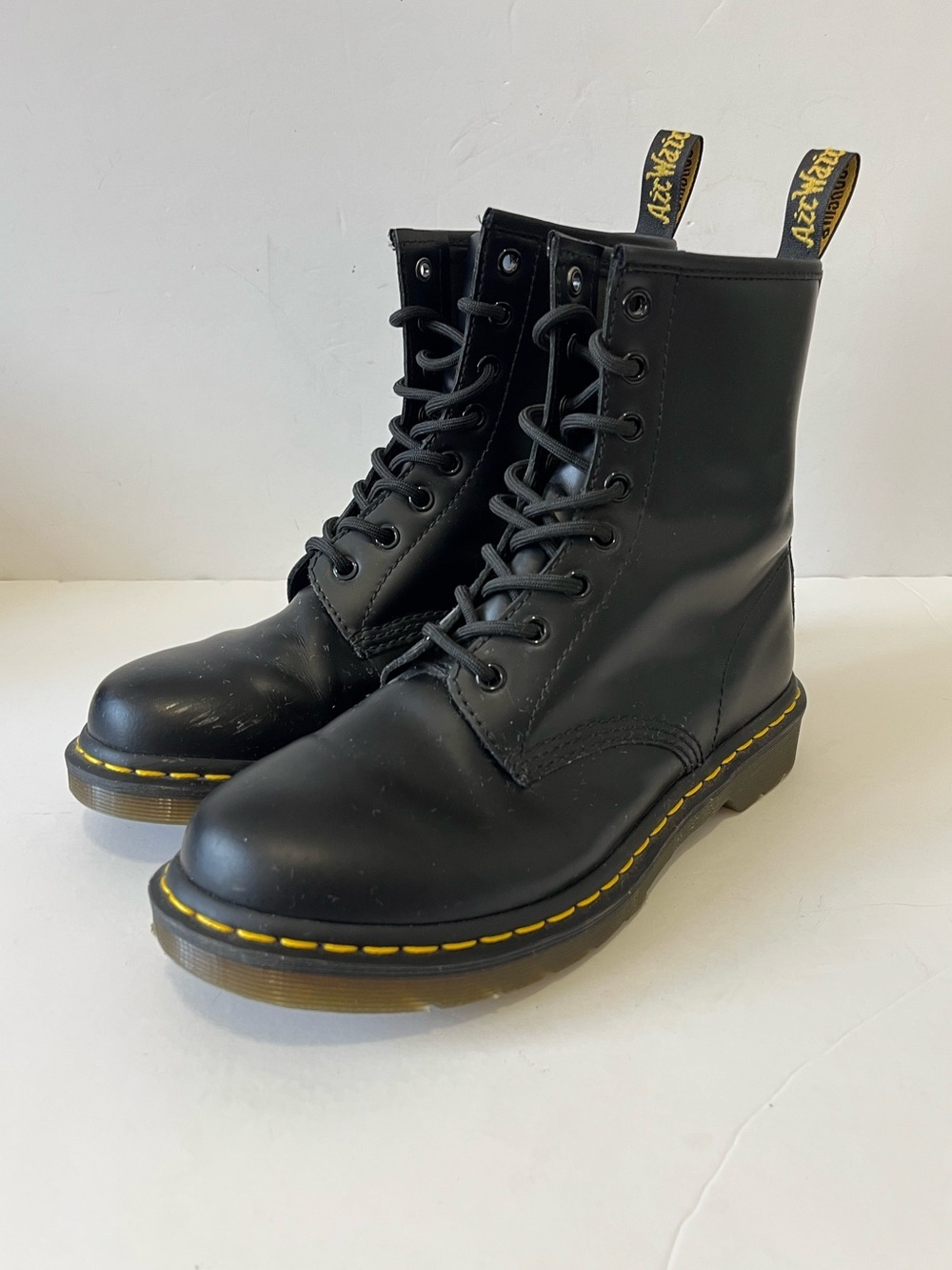 Dr Martens 1460 8 Eye Womens Black Smooth Leather Lace Up Combat Boots Size 9